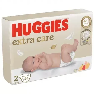 Extra Care diapers, No. 2, 3-6 kg, 58 pieces, Huggies