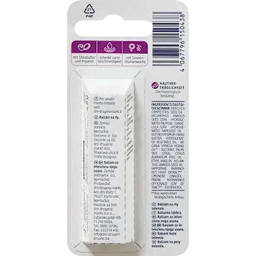 Balsamo labbra Balea con olio di argan, 4,8 g