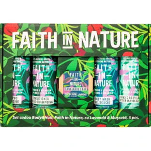 Faith in Nature Coffret cadeau de soins pour le corps et les cheveux végétaliens avec huile de lavande, 1 pièce