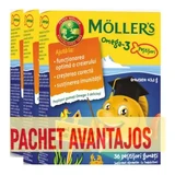Pakje 3 stuks * Moller's Omega-3, 36 gummivisjes met sinaasappelsmaak