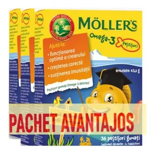 Pack 3 piezas * Moller's Omega-3, 36 gominolas sabor naranja