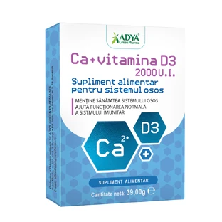 Calcium + Vitamin D3, 30 tablets, Adya Green Pharma
