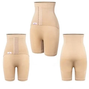 Mallas reductoras con cinturón abdominal postparto integrado, Talla L, Beige, Wondermom