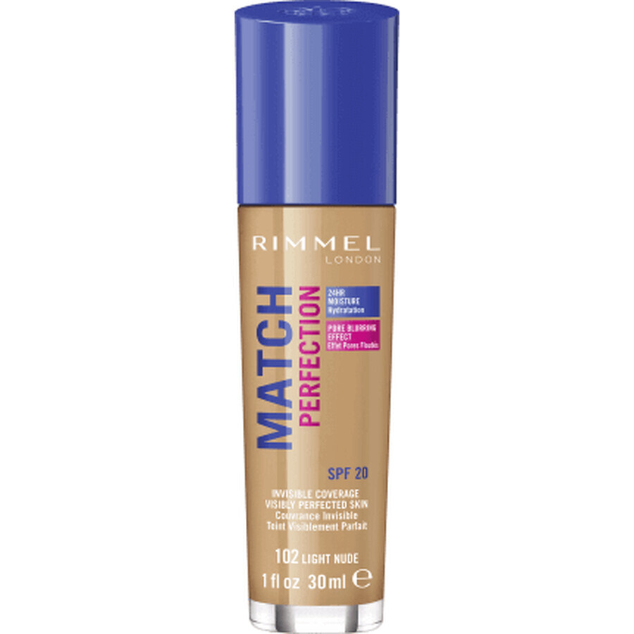 Rimmel London Fond de teint Match Perfection 102 Light Nude, 1 pk