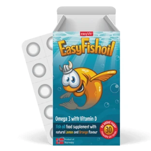 Easy fishoil Omega 3 en vitamine D, 30 kauwtabletten, EasyVit