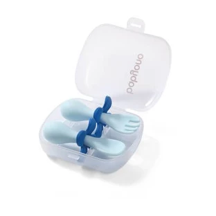 Ergonomic cutlery set, Blue, Babyono