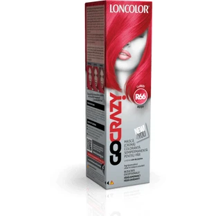 Loncolor Go Crazy Semi-permanente Haarfarbe (Creme) Maske R66 Rot, 1 Stück