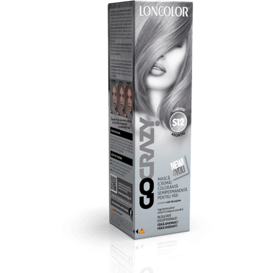 Shop Loncolor Go Crazy Mască (cremă) colorantă semipermanentă de păr S12 Argintiu, 1 buc Loncolor Go Crazy Mască (cremă) colorantă semipermanentă de păr S12 Argintiu, 1 buc