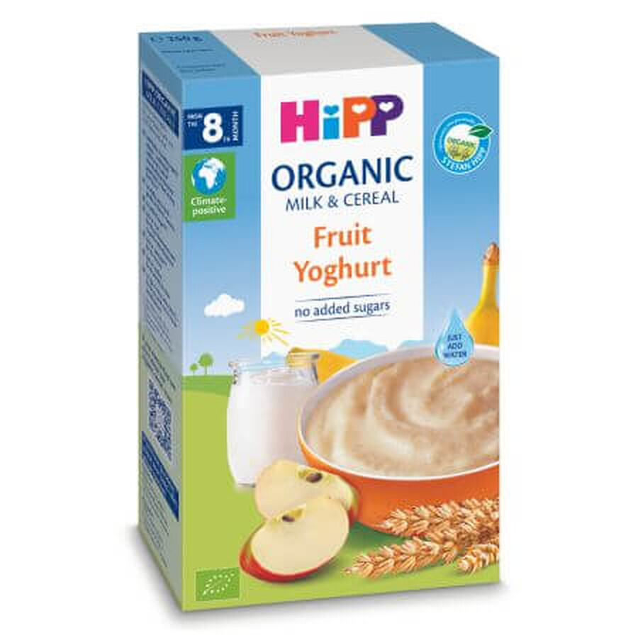Leche y cereales ecológicos con fruta y yogur, 6 meses +, 250 g, Hipp