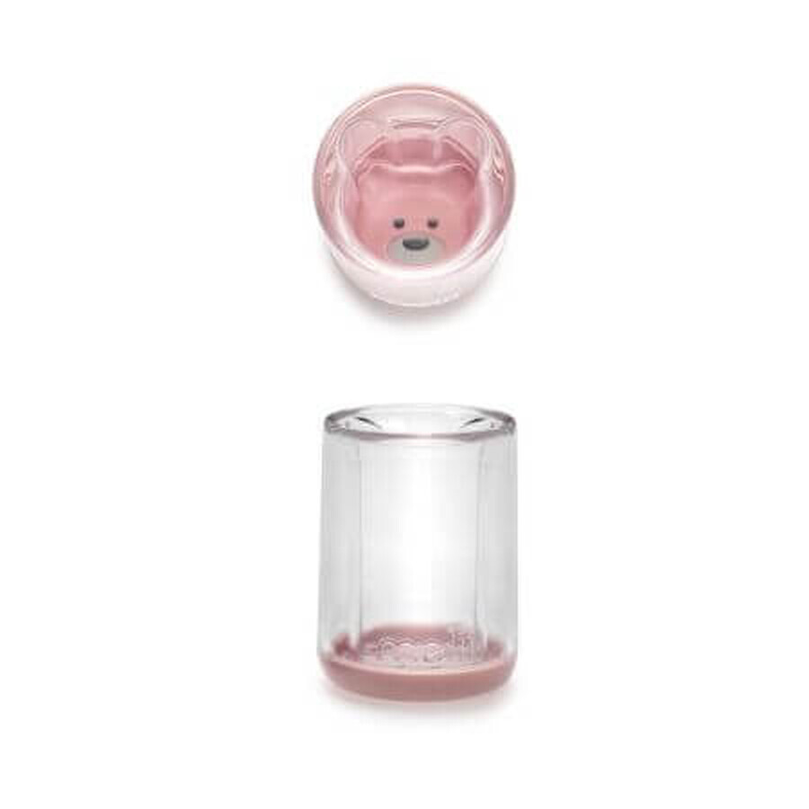Children's glass with interior design, Teddy Bear, Pink, 145 ml, Melii