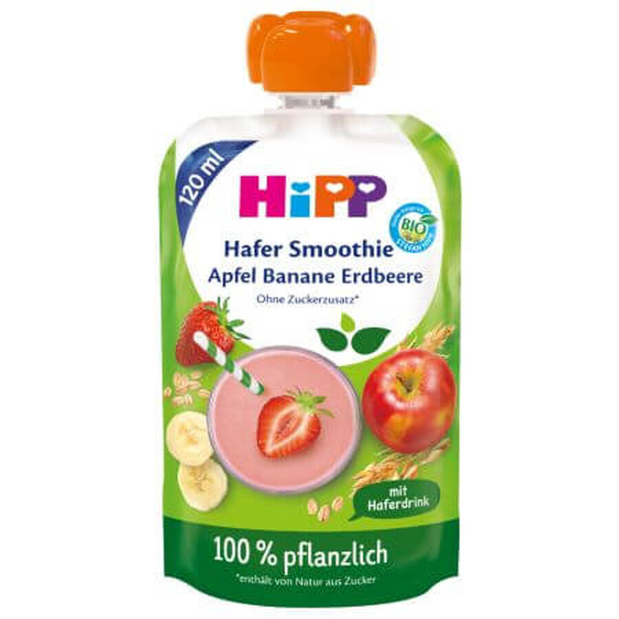 Puré de manzana, plátano, fresa y avena, a partir de 1 año, 120 ml, Hipp