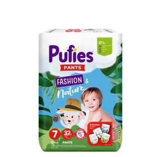 Pañal Fashion &amp; Nature, No. 7, 17 Kg+, 32 pzs, Pufies