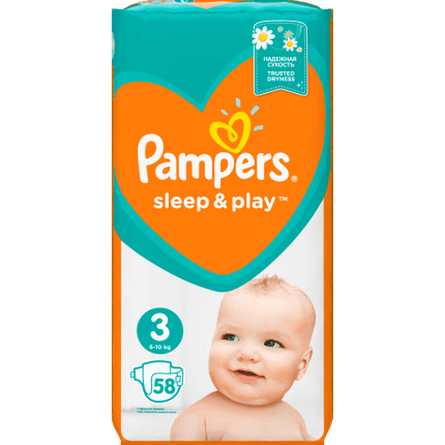 Buy Pampers Sleep & Play Baby Diapers, size 3, 6-10kg, 58 pcs Pampers Sleep & Play Baby Diapers, size 3, 6-10kg, 58 pcs