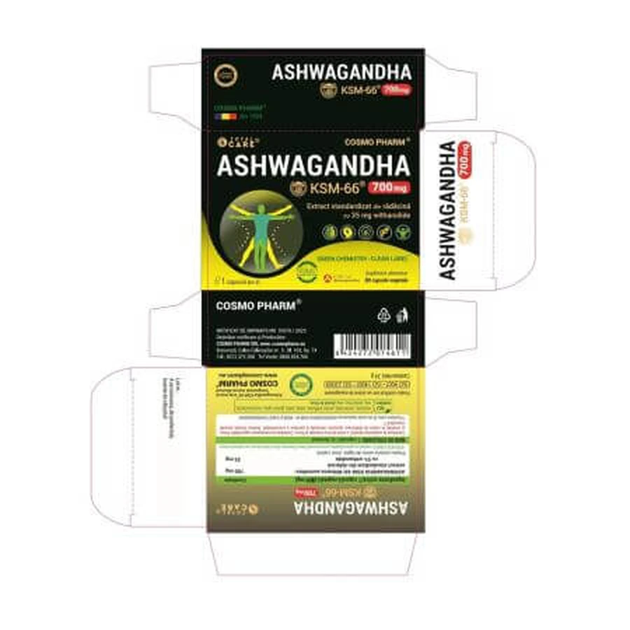 Ashwaganda KSM-66, 700 mg, 30 capsules, Cosmopharm