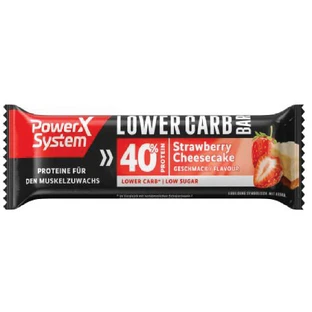 Barrita de proteínas Lower Carb tarta de fresa y queso, 40 g, Power System