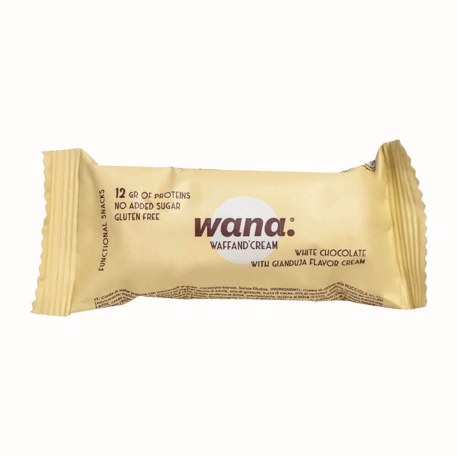 Protein wafer Wana white chocolate and gianduia, 43 g, Wana