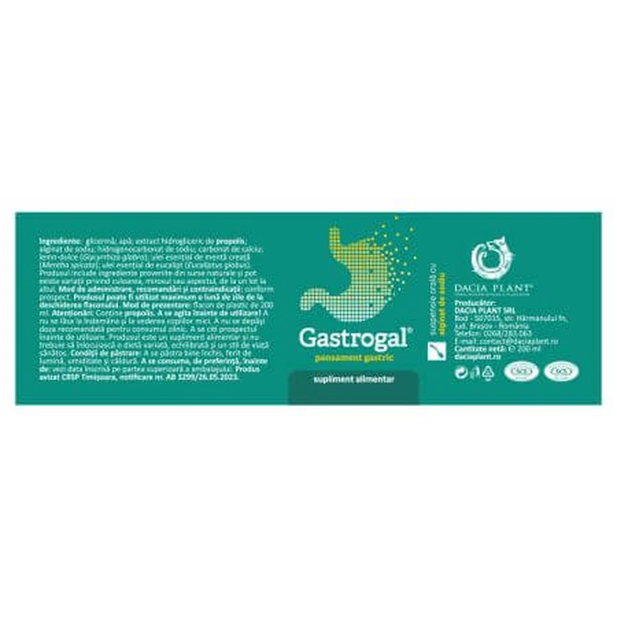 Gastrogal suspension orale, 200 ml, Dacia Plant