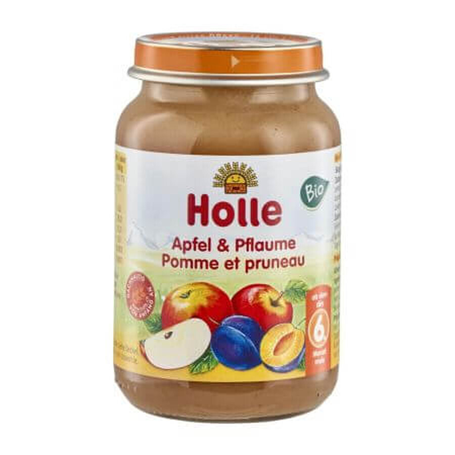 Eco appel- en pruimenmoes, +6 maanden, 190 g, Holle Babyvoeding