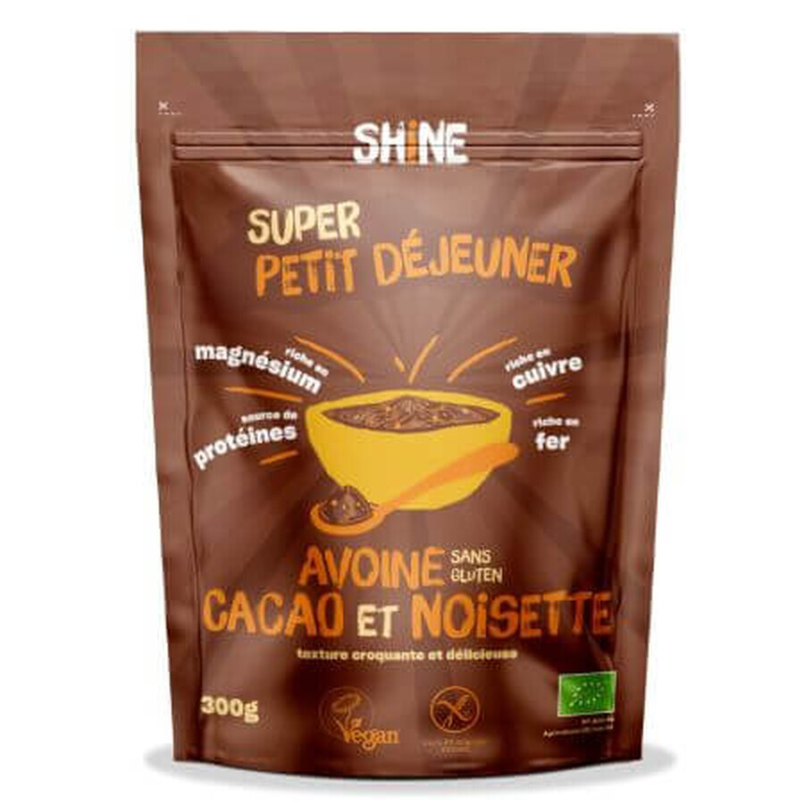 Bio instant cereal with oats, cocoa and hazelnuts, 300 g, Shine