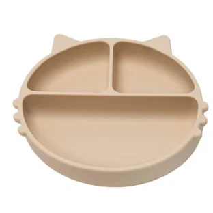 Plato compartimentado de silicona con ventosa Kitty, 6 meses+, Bubble Beige, Appekids