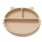 Compartmentalized silicone plate with suction cup Kitty, 6 months+, Bubble Beige, Appekids