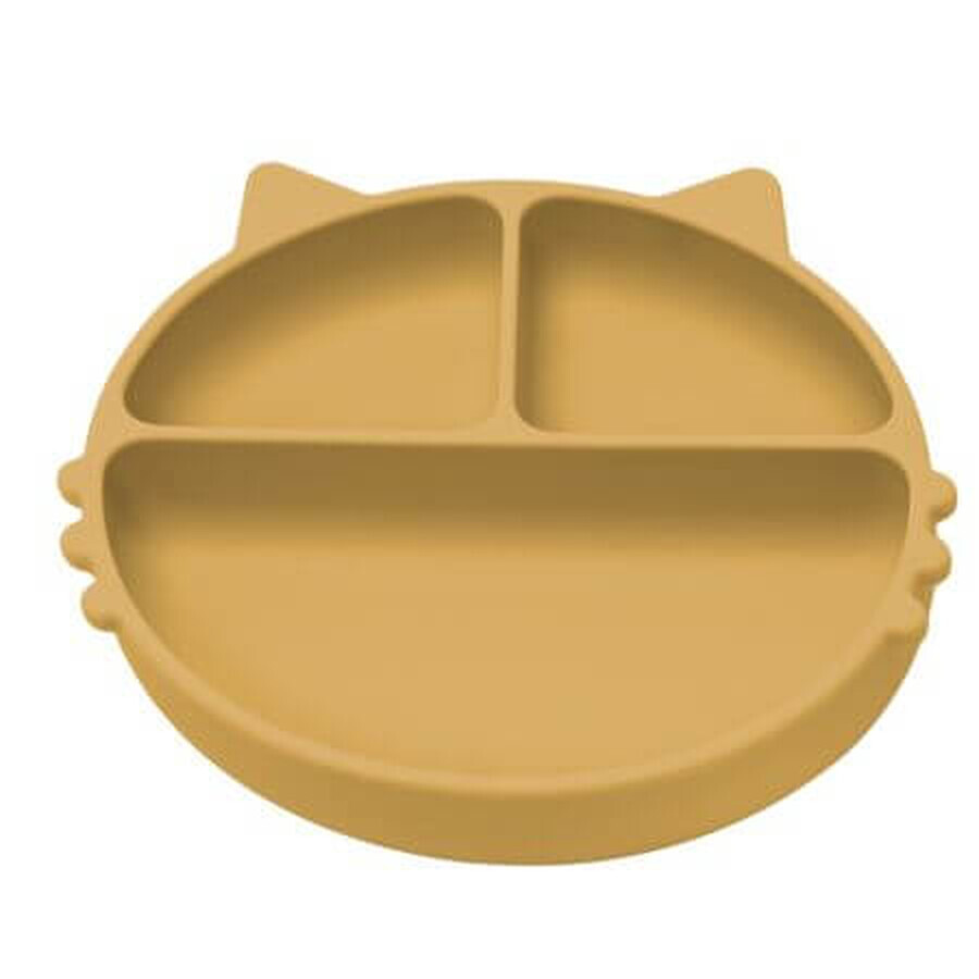 Compartmentalized silicone plate with suction cup Kitty, 6 months+, Honey, Appekids