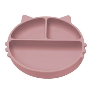 Plato compartimentado de silicona con ventosa Kitty, 6 meses+, Old Rose, Appekids