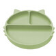Compartmentalized silicone plate with suction cup Kitty, 6 months+, Raw Green, Appekids
