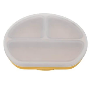 Compartmentalized silicone plate with suction cup and lid, 6 months+, Honey, Appekids