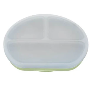 Assiette compartimentée en silicone avec ventouse et couvercle, 6 mois+, Raw Green, Appekids