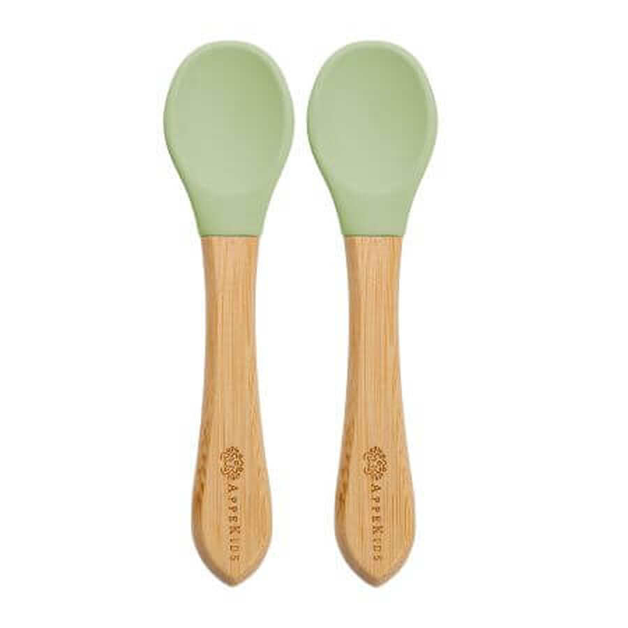 Bamboo spoon set, 6 months+, Raw Green, Appekids
