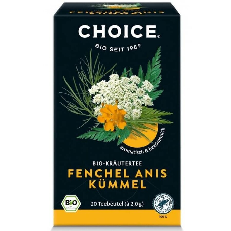 Ceai bio din plante fenicul, anason si chimen Choice, 20 plicuri, Yogi Tea