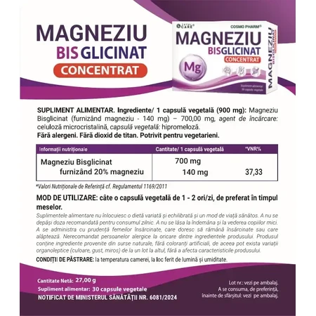 Magneziu Bisglicinat, 30 capsules, Cosmopharm