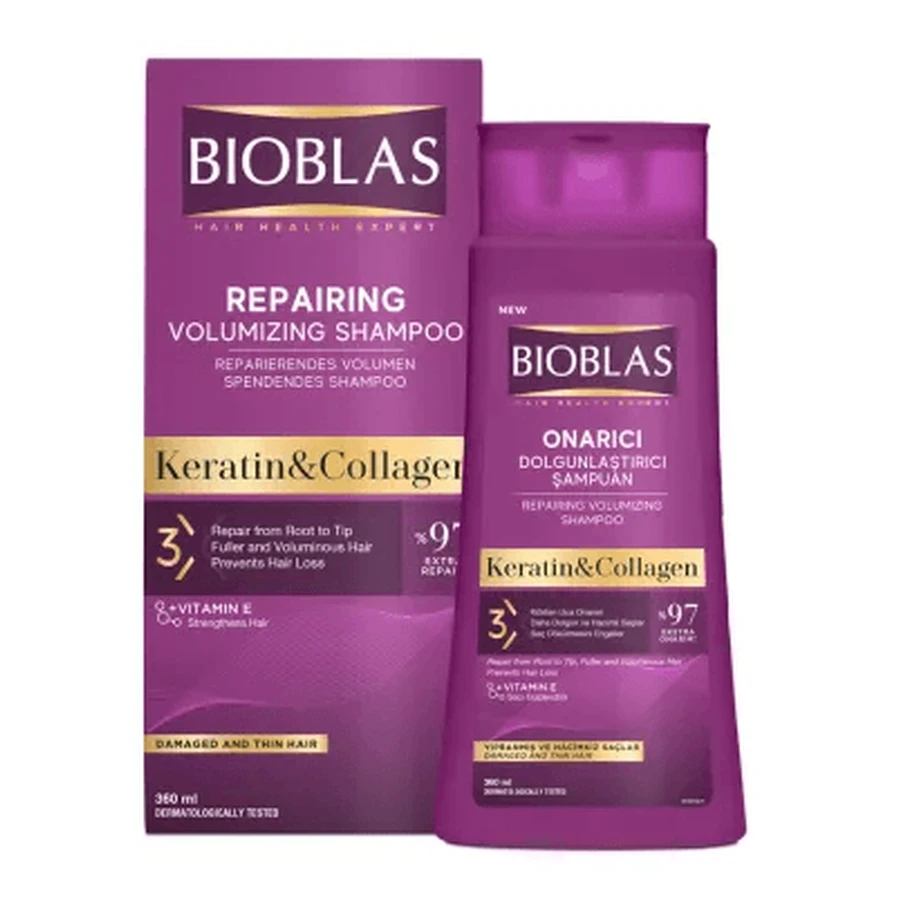 Collagen + Keratin anti-fall shampoo for thin hair, 360 ml, Bioblas