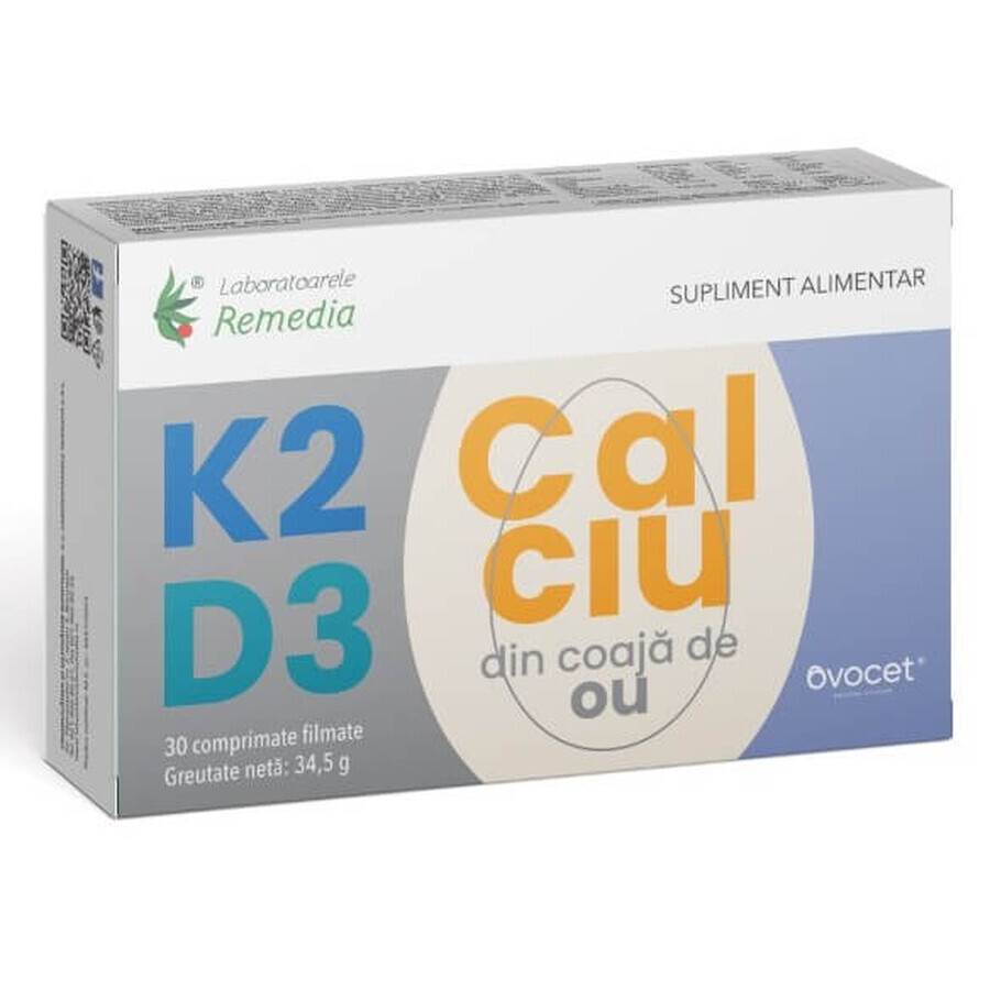 Dietary supplement K2+ D3+ Calcium, 30 tablets, Remedia Laboratories