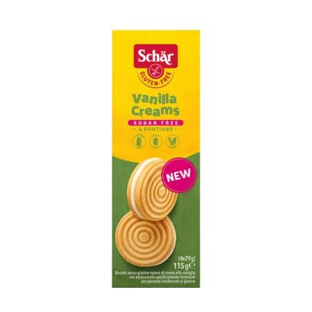 Galletas sin gluten con crema de vainilla, 115 g, Dr. Schar