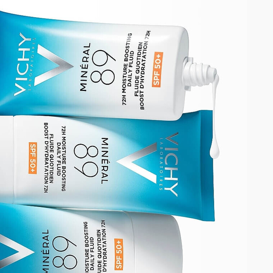 72h moisturizing fluid with hyaluronic acid and SPF50 Mineral 89, 50ml, Vichy