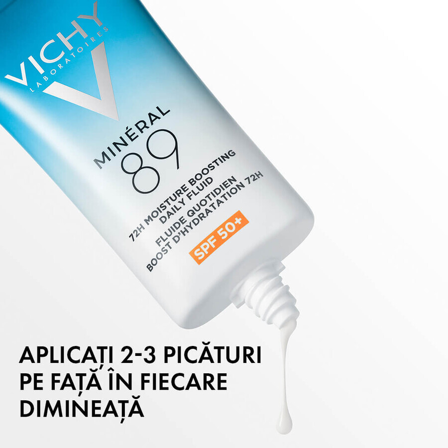 72h moisturizing fluid with hyaluronic acid and SPF50 Mineral 89, 50ml, Vichy