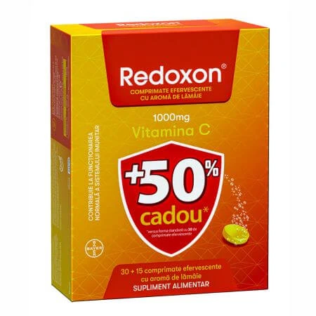Redoxon Vitamin C Pack, 1000mg, 30+15 Effervescent Tablets, Lemon, Bayer