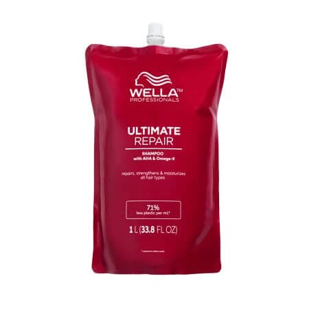 Shampooing Ultimate Repair avec AHA et Omega 9 pour cheveux abîmés, 1 litre, Wella Professionals