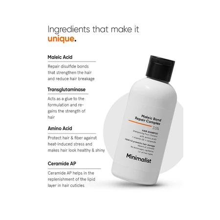 Repair shampoo for damaged hair Maleic Bond Repair Complex 3,5%, 250 ml, Minimalist