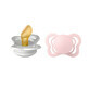 Set of 2 soothers with anatomic teat Couture Latex, +0 months, Haze Blossom, Bibs