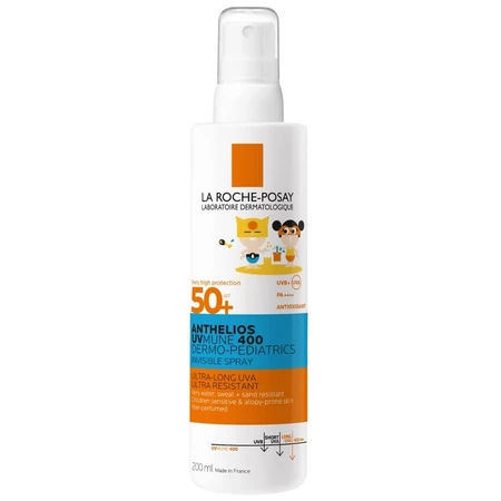 Anthelios Dermo-Pediatrics Spray solar invisible SPF50+ para cara y cuerpo infantil, 200 ml, La Roche-Posay