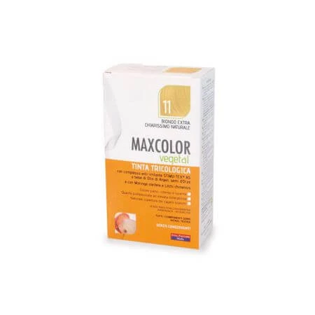 Tinte de pelo vegetal, tono 11 Rubio pátina claro, 140 ml, MaxColor