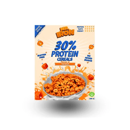 Cereal proteico con caramelo salado, vegano, sin azúcar y sin gluten, 250 g, Mister Iron