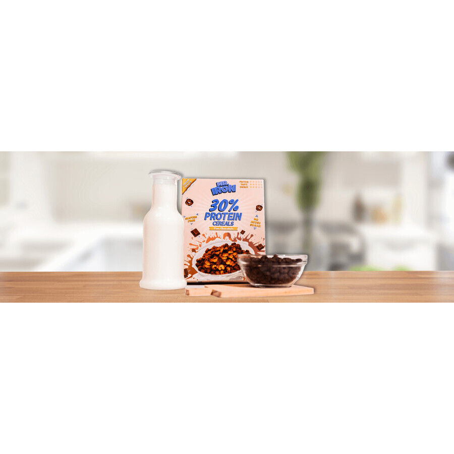  Cereales proteicos con chocolate, veganos, sin azúcar y sin gluten, 250 g, Mister Iron