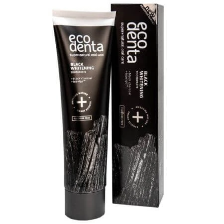 Tandpasta pakket met houtskool en Teavigo Black Whitening, 75 ml + 75 ml, Ecodenta
