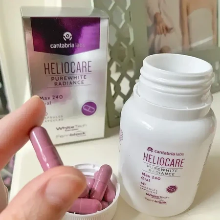 Heliocare Purewhite Radiance, Voedingssupplement voor de huid, 240 mg, 60 capsules, Cantabria