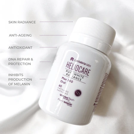 Heliocare Purewhite Radiance, Voedingssupplement voor de huid, 240 mg, 60 capsules, Cantabria