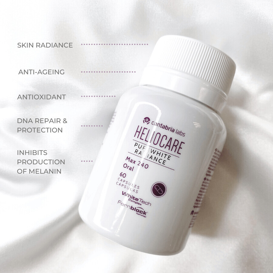 Heliocare Purewhite Radiance skin food supplement, 240 mg, 60 capsules, Cantabria